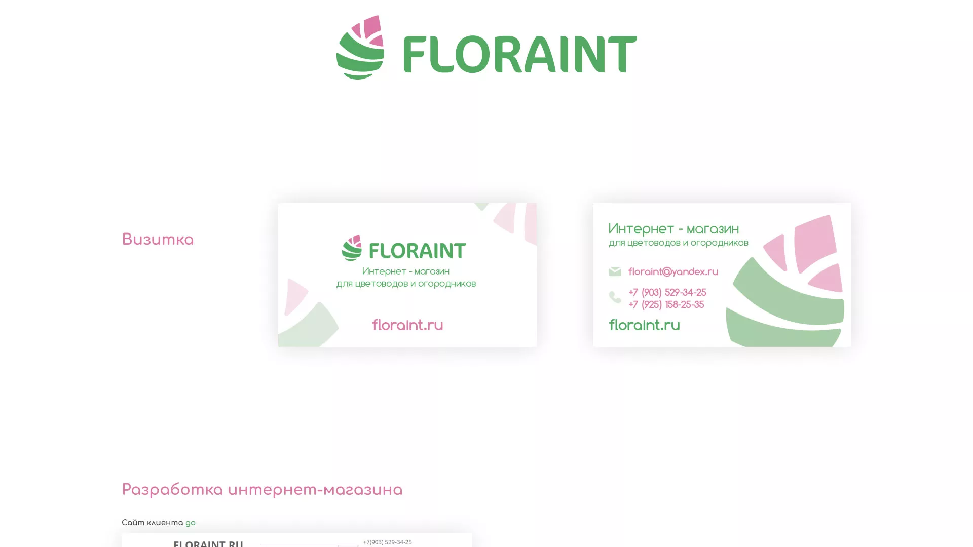 Создание логотипа и интернет-магазина «FLORAINT» в Новокузнецке